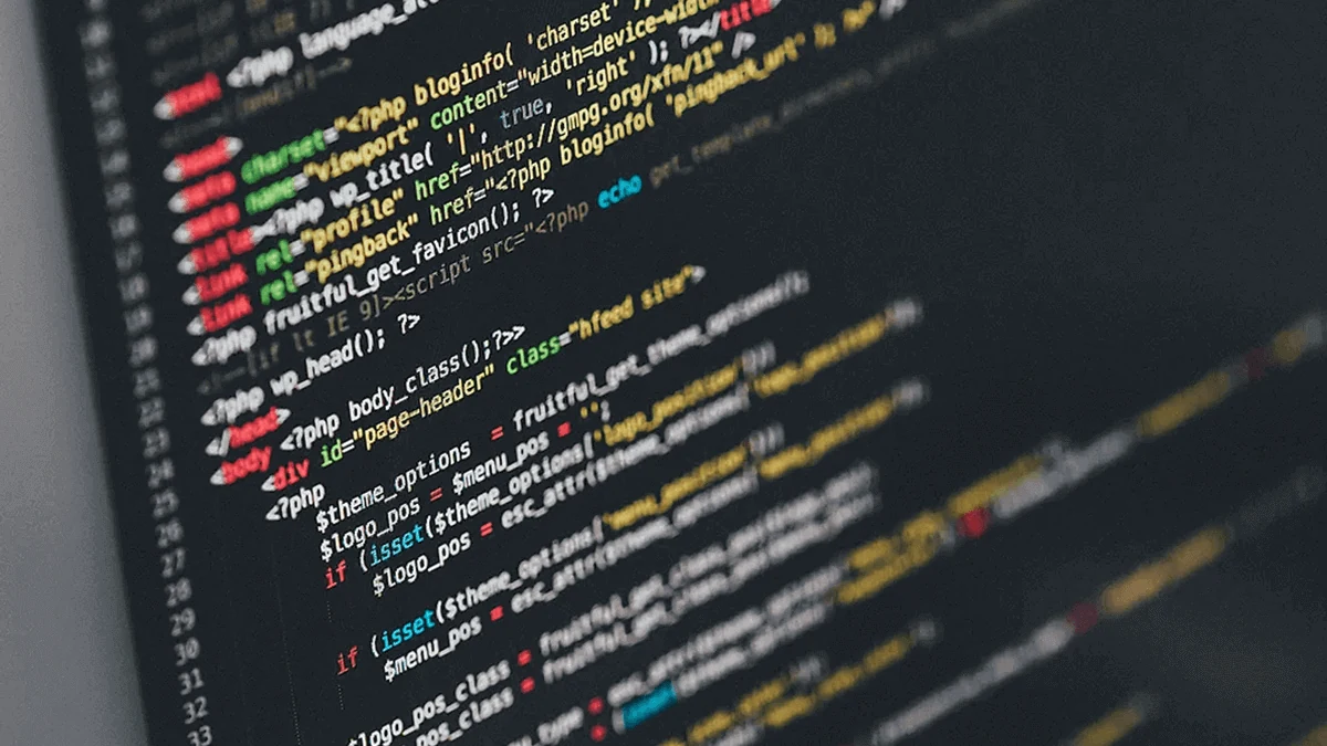 Programming code on a screen representing coding and computational thinking
