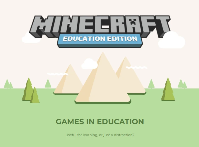 Minecraft Education themed graphic about games in education